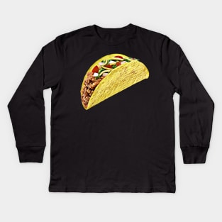 Taco Tuesday Toon Style Tiled Taco Emoji Pattern Kids Long Sleeve T-Shirt